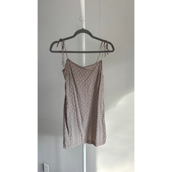 Reformation Dresses & Skirts - $248 Reformation Mini Dress Womens Small Tan Black Tie Shoulder Medallion Print